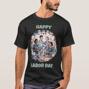 Vielfältiges Pflege-Team Patriotischer Tag der Arb T-Shirt