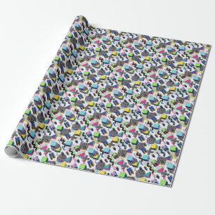 Vielfarbige geometrische Formen, Retromuster. Geschenkpapier