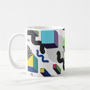 Vielfarbige geometrische Formen, Retromuster. Kaffeetasse