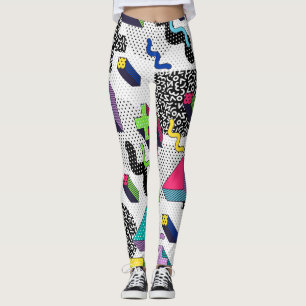 Vielfarbige geometrische Formen, Retromuster. Leggings
