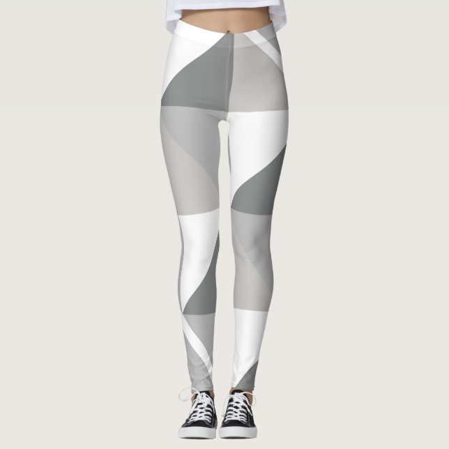 Vielfarbige geometrische Gestaltung in Weiß und Gr Leggings (Vorderseite)