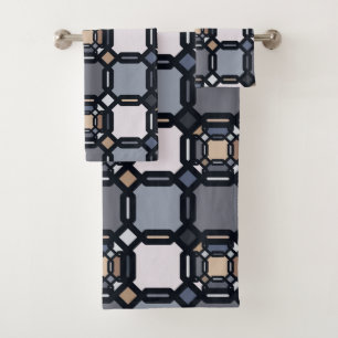 Vielfarbige geometrische Ornamente in gedämpften T Badhandtuch Set