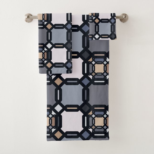 Vielfarbige geometrische Ornamente in gedämpften T Badhandtuch Set (Insitu)
