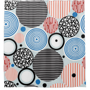 Vielfarbige Kreise, grafisches Musterdesign. Duschvorhang