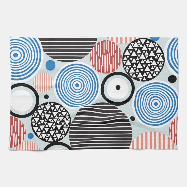 Vielfarbige Kreise, grafisches Musterdesign. Geschirrtuch (Horizontal)