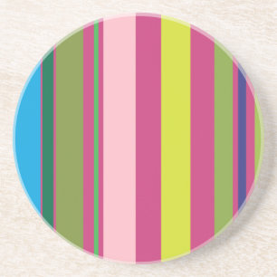 Vielfarbige Streifen/Rosa Magenta Gelb Blau & Grün Untersetzer