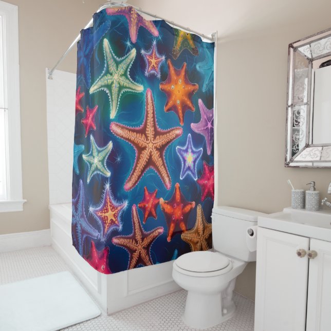 Vielfarbiges Star Fish Design Duschvorhang (Beispiel)