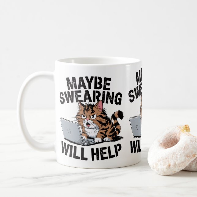 Vielleicht hilft das Schwitzen den Katzenbesitzern Kaffeetasse (Mit Donut)