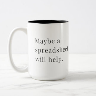 Vielleicht hilft eine Tabellenkalkulation der Tass Zweifarbige Tasse