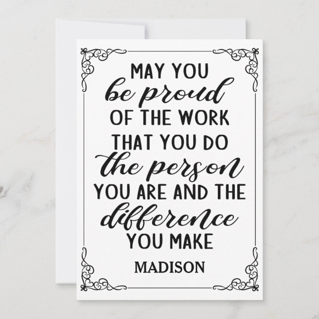 Vielleicht sind Sie stolz auf Ihre Arbeit... Einladung (Vorderseite)