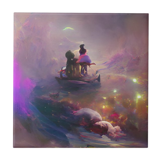 Vielschichtige Traumfantasie bunt Fliese (Vorderseite)