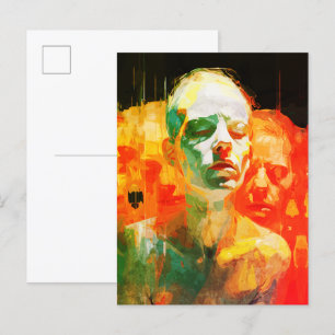 Vielseitigkeit des Abstrakten emotionalen Porträts Postkarte