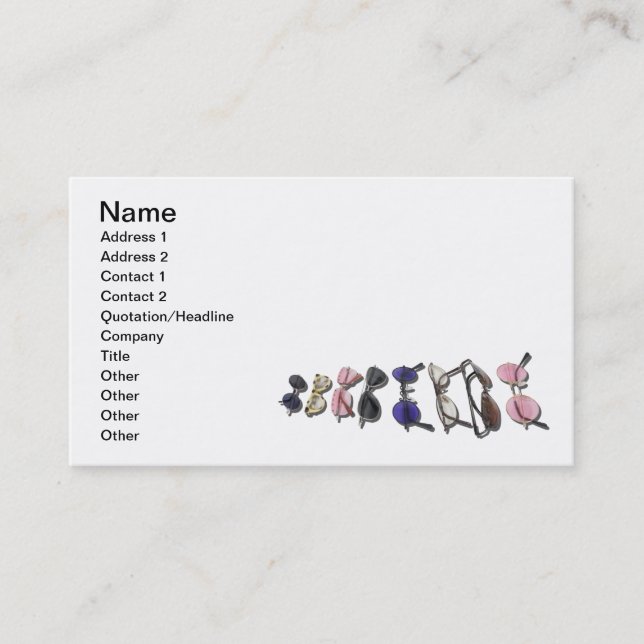 Vielzahl der bunten Gläser Visitenkarte (Vorderseite)