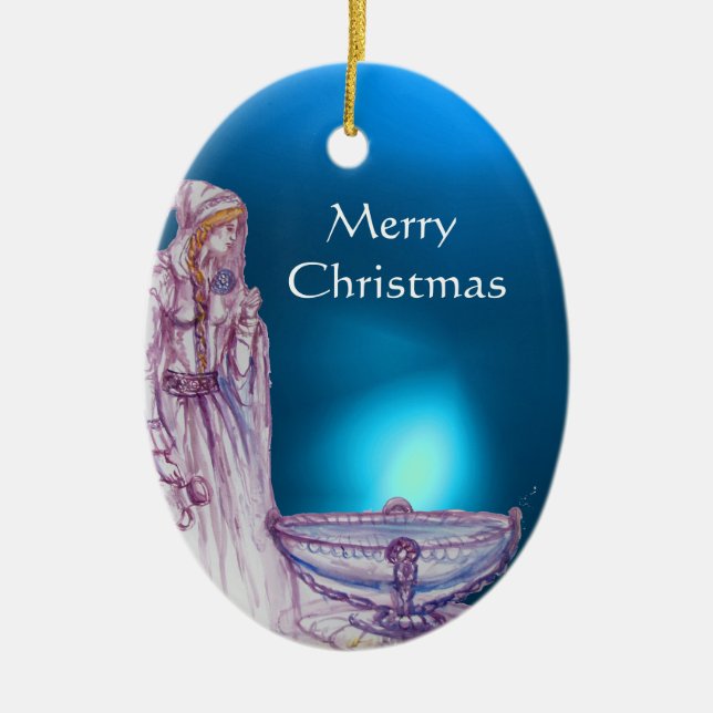 VIEN/LADY DES SEES Red Blue Gemstone Keramikornament (Vorne)