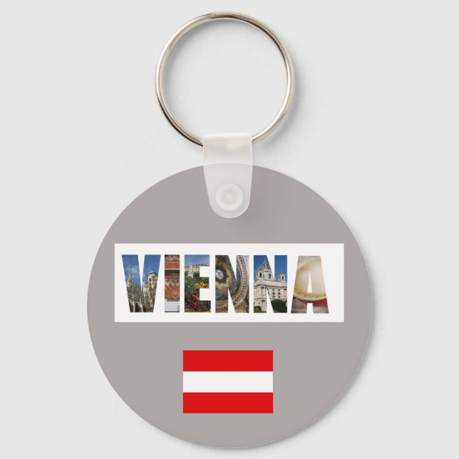Vienna Austria Austrian Flag Travel Photos Schlüsselanhänger (Vorderseite)
