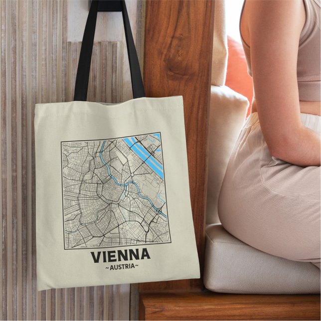 Vienna, Austria, City Map Tote Bag Tragetasche (Von Creator hochgeladen)
