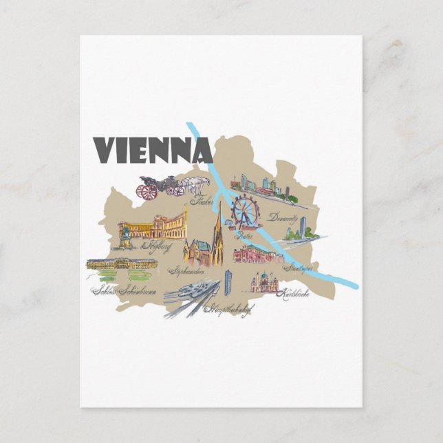 Vienna Austria Karte Übersicht (Vorderseite)