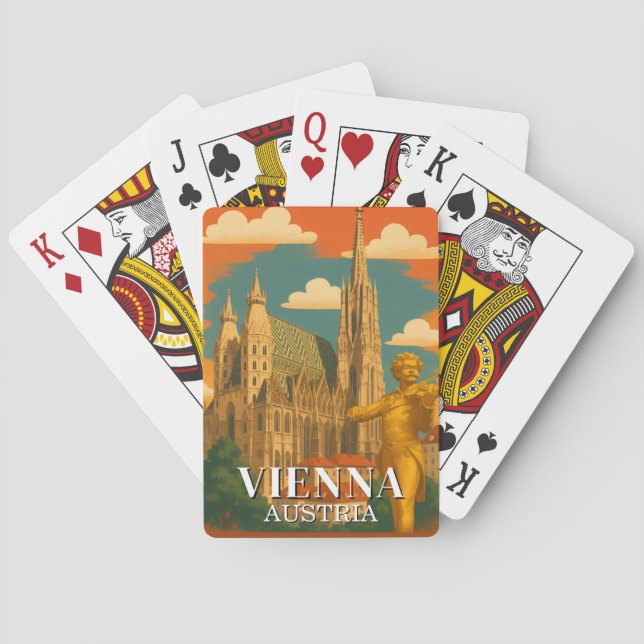Vienna Austria Playing Cards Deck Vintage Travel Spielkarten (Rückseite)