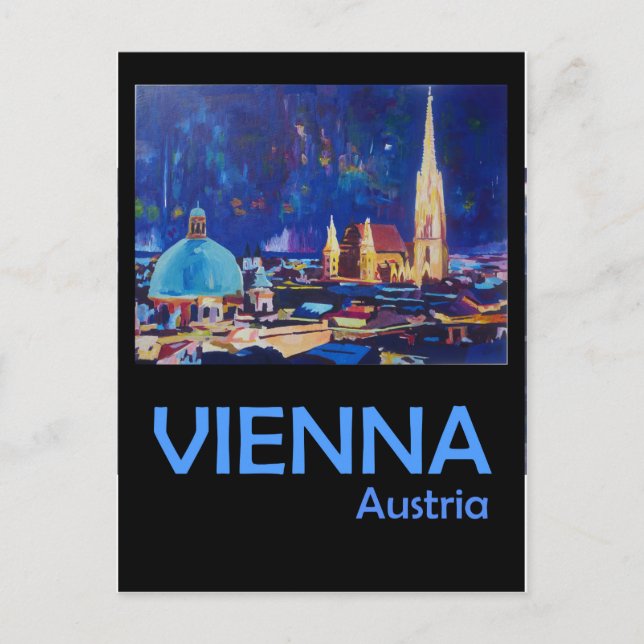 Vienna Austria Retro Poster Postkarte (Vorderseite)