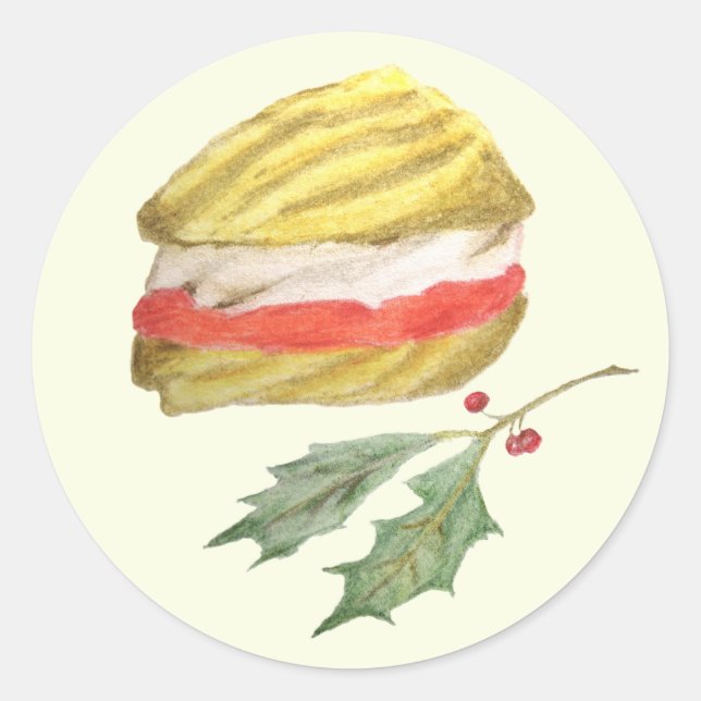 Viennese Whirls Biscuit and Holly Christmas Runder Aufkleber (Vorderseite)