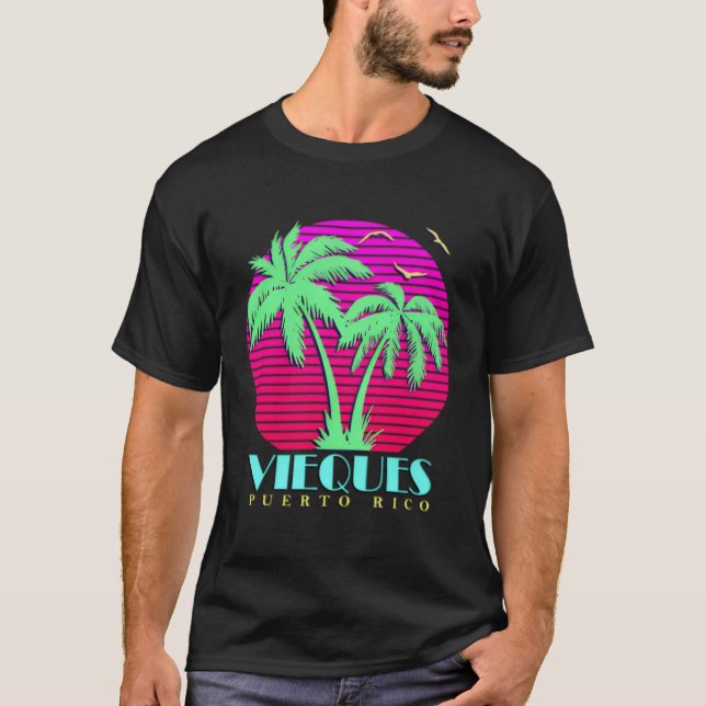 Vieques Puerto Rico Palm Trees T-Shirt (Vorderseite)