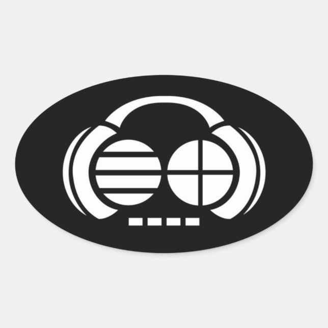 Vier4th (Oval Sticker) - Weißes Logo auf schwarz Ovaler Aufkleber (Vorderseite)