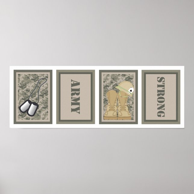 Vier 12x18 Kinderzimmer Art Prints ARMY ACU Camofl Poster (Vorne)