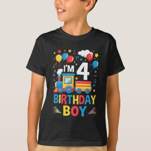 Vier 4 Jahre 4. Kinder Jungen Mädchen Zug Geburtst T-Shirt