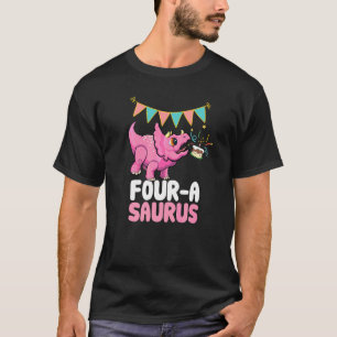 Vier A Saurus Dinosaurier Niedlich Kiddo Tricerato T-Shirt