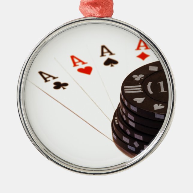 Vier Aces Silbernes Ornament (Vorne)