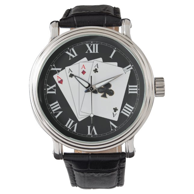 Vier Aces Spielkarten Armbanduhr (Vorderseite)