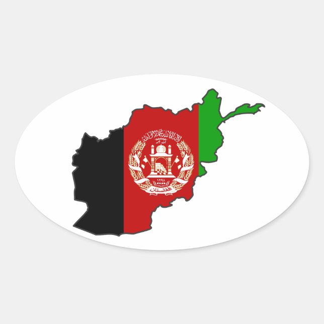 VIER Afghanistan Flag Map Ovaler Aufkleber (Vorderseite)