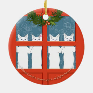 Vier anrufende Katzen... doppelseitig Keramikornament