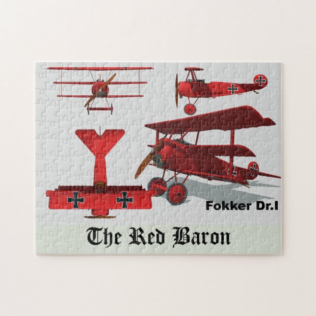 Vier Ansichten des Fokker "roter Baron " Puzzle (Horizontal)
