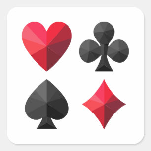 Vier Anzug Spielkarten: Herz, Klub, Pik Quadratischer Aufkleber