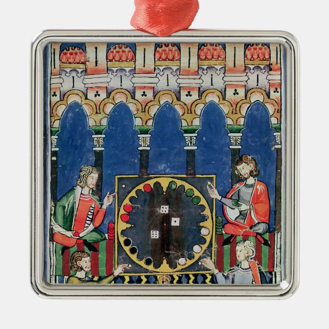 Vier arabische Backgammon-Spieler Silbernes Ornament (Vorne)