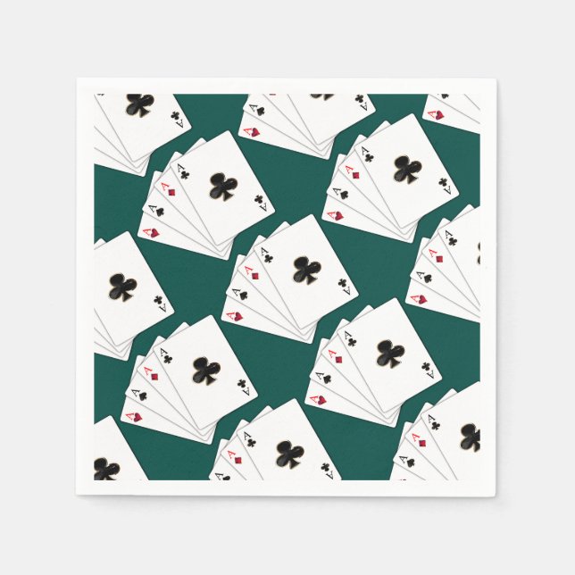 Vier Asse Playing Cards Muster Napkins Serviette (Vorderseite)