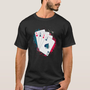Vier Asse Poker Card Casino Texas Holdem Tournamen T-Shirt