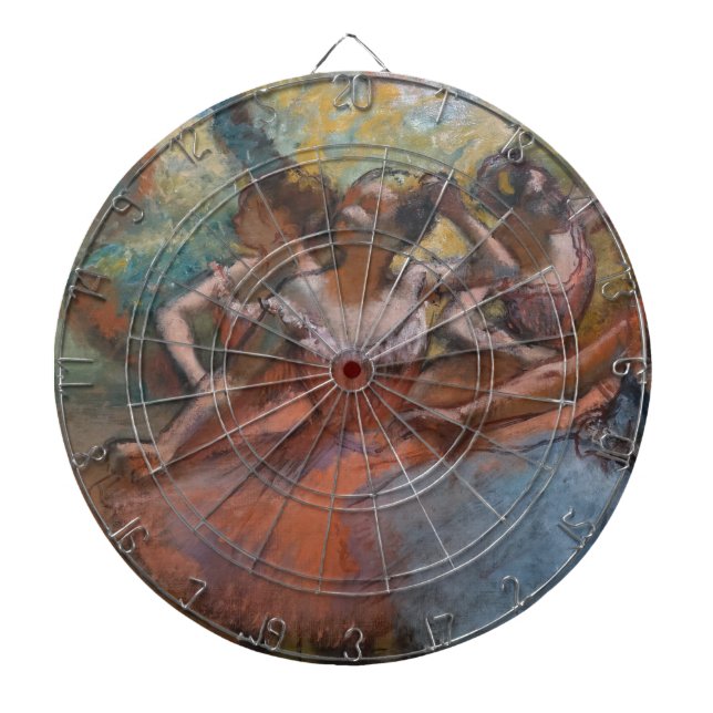 Vier Ballerinas auf Bühne (Ballett) (von Edgar Deg Dartscheibe (vorne)