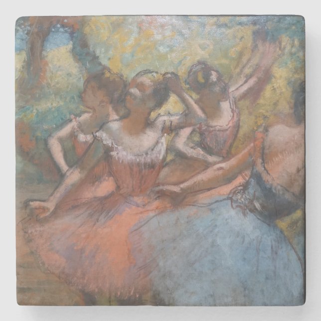 Vier Balletttänzer auf Bühne von Degas Steinuntersetzer (Vorderseite)