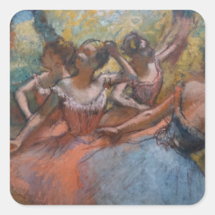 Vier Balletttänzerinnen auf der Bühne von Degas Quadratischer Aufkleber