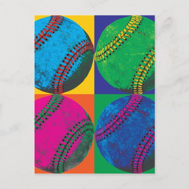 Vier Baseballs in verschiedenen Farben Postkarte (Vorderseite)