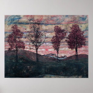 Vier Bäume, die von Egon Schiele gemalt wurden Poster