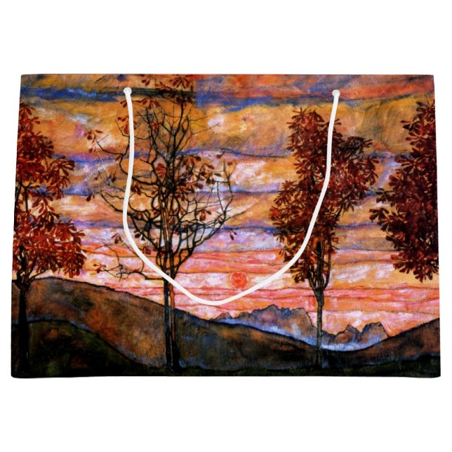 Vier Bäume durch schöne Kunst Egon Schiele Große Geschenktüte (Vorderseite)