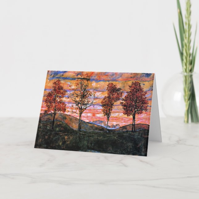 Vier Bäume, Kunst von Egon Schiele, Karte (Vorderseite)
