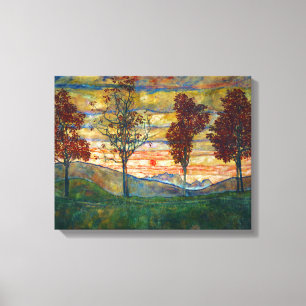 Vier Bäume (Landschaftskunst) (von Egon Schiele) Leinwanddruck