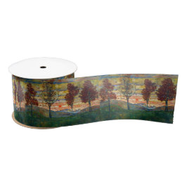 Vier Bäume (Landschaftskunst) (von Egon Schiele) Satinband