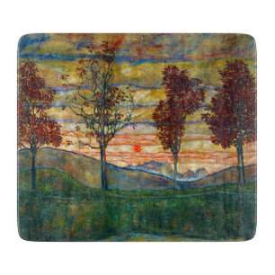 Vier Bäume (Landschaftskunst) (von Egon Schiele) Schneidebrett
