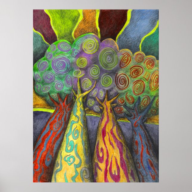 Vier Bäume Poster (Vorne)