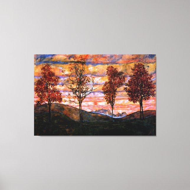 Vier Bäume von Egon Schiele Große Kunst Leinwanddruck (Vorderseite)